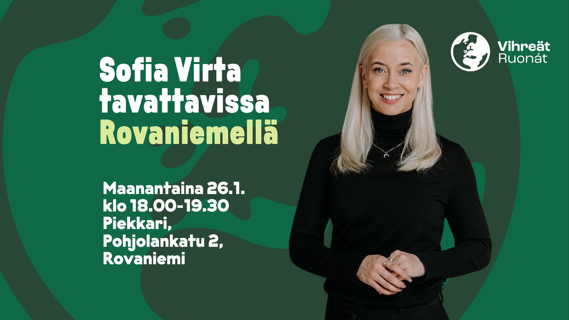Sofia Virta tavattavissa Rovaniemellä